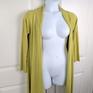 Silk Cashmere Blend Chartreuse Green Drape Open Front Cardigan S/M Luxury Goblin